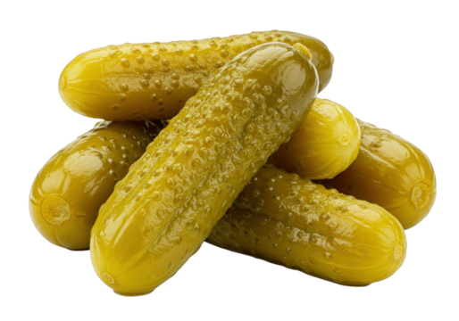 Pickled gherkins isolated on transparent background