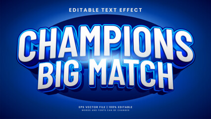 Champions big match 3d editable text effect blue style