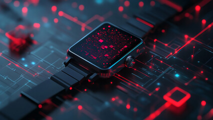 red digital smart watch