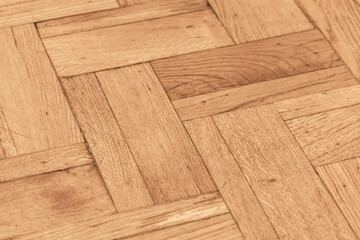 Detailed view of a wooden parquet. Background photo texture