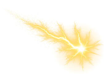Golden Lightning Flash isolated on a transparent background