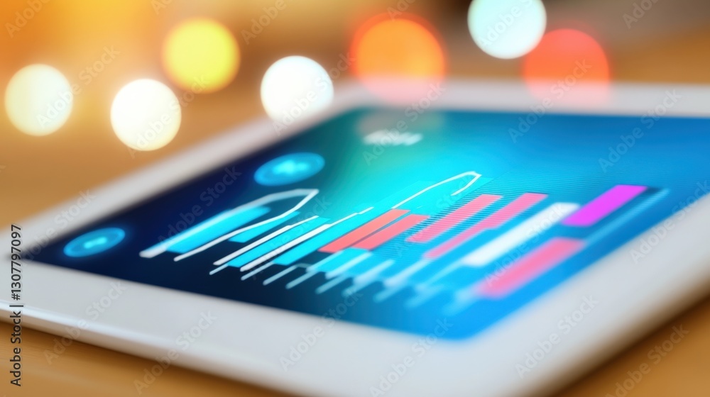 Aufkleber data visualization trends digital workspace infographic modern office environment close-up view tech