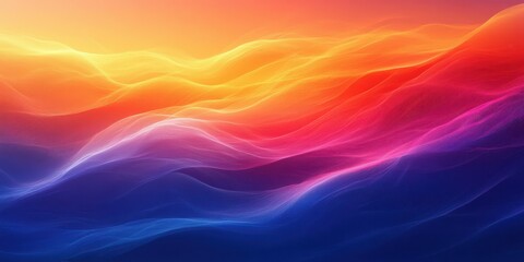 Beautiful abstract landscape with vibrant colors on a sunset horizon blending soft waves of orange, pink, and blue hues
