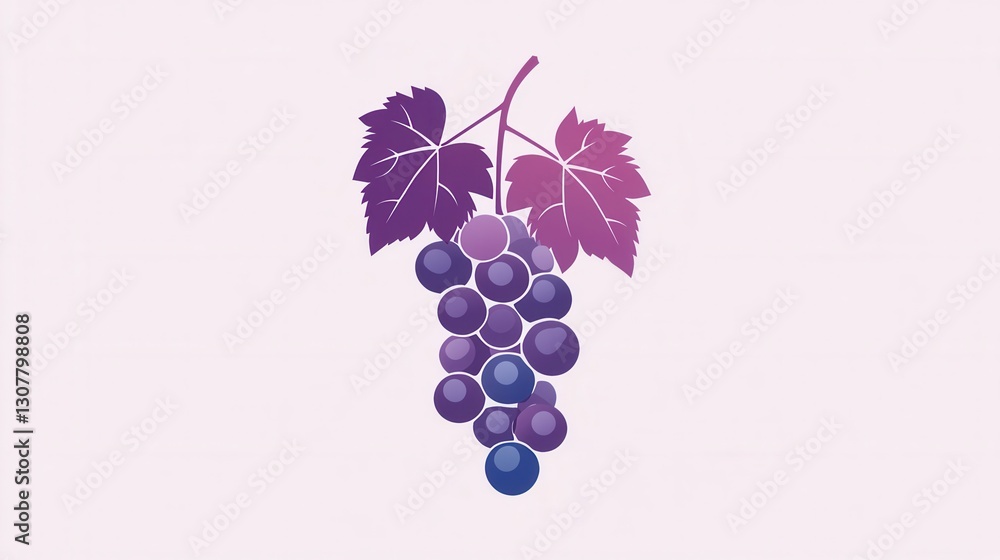Aufkleber Modern abstract grape bunch logo featuring soft purple hues and artistic simplicity for branding and design purposes Generative AI