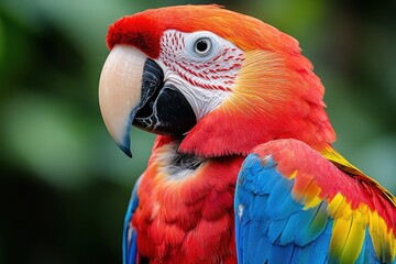 Fototapeta premium Colorful Macaw Parrot Close Up Bird With Vibrant Feathers Avian Creature In Nature Portrait Photo