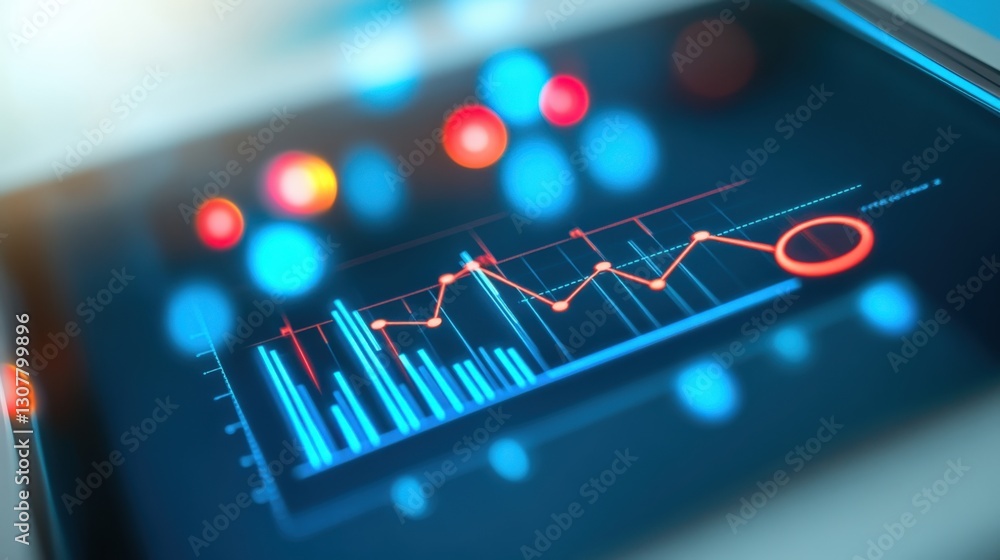 Poster data analysis trends digital workspace infographic tech environment close-up view business insights 