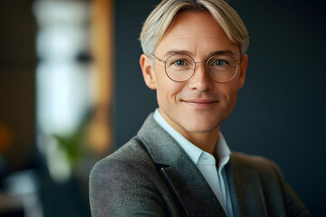 Naklejka premium A portrait headshot photo of a friendly professional CEO executive business worker