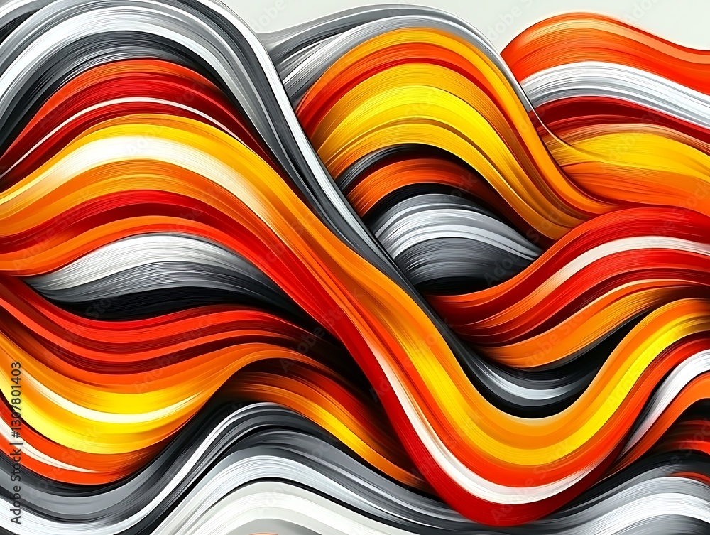 Poster dynamic color waves, rhythmic line movement, textured abstract background
