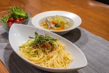 明太子と大葉の和風パスタセット