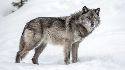 Fototapeta premium Alaskan Wolf On White Background