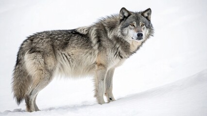 Fototapeta premium Alaskan Wolf On White Background