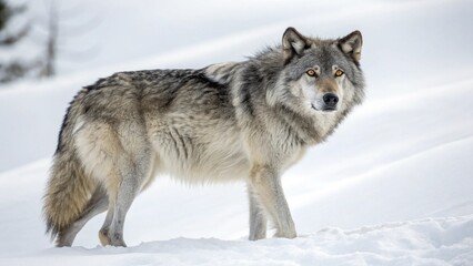 Fototapeta premium Alaskan Wolf On White Background