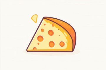 Creative cheese wedge logo with minimalist design featuring soft yellow orange gradient in cartoon style Generative AI