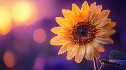 Fototapeta premium Radiating Sunflower Beauty in the Gentle Light of Dawn a Floral Impressionism Masterpiece Creation