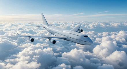 Obraz premium Experience the Freedom of Flight: Commercial Aircraft Soars Above Scenic Cloudscape for International Travel