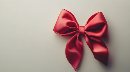 A large red ribbon with a bow on a white background

