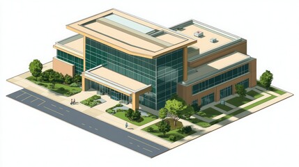 Modern office building isometric view