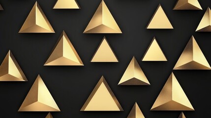 Abstract gold triangles on black background