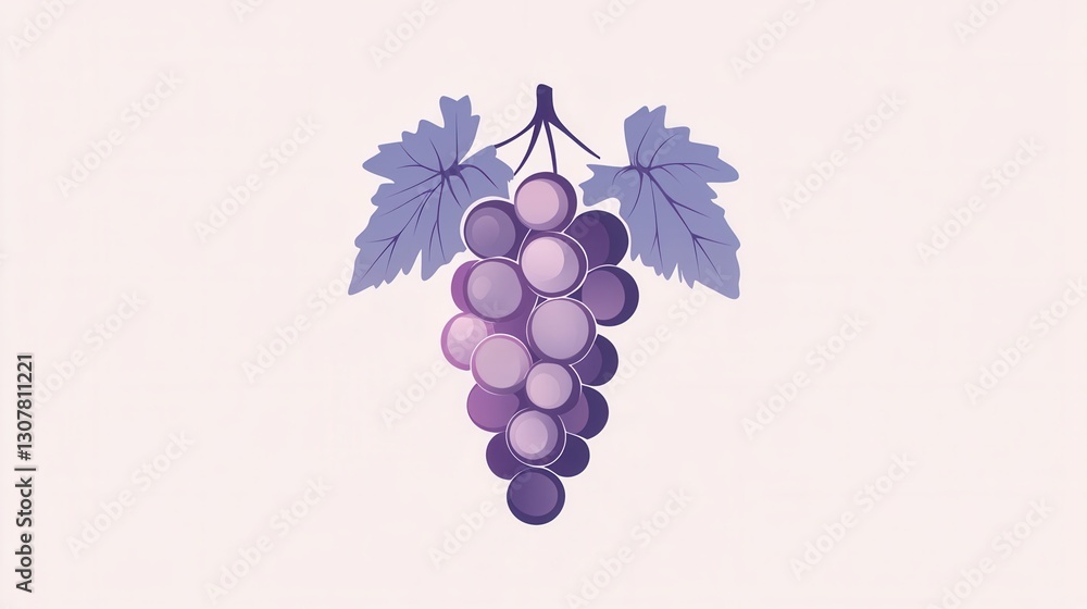 Fototapete abstract grape bunch logo created with soft purple hues showcasing modern artistic simplicity for br