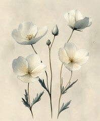 Delicate field flowers in watercolor exemplify nature's beauty with soft strokes and harmonious colors. This illustration brings a soothing touch to seasonal designs