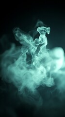 Fototapeta premium Ethereal aqua smoke trails floating softly on dark backdrop image