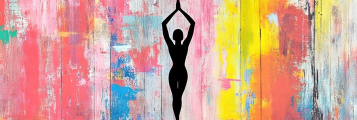 colorful vibrant woman in yoga pose