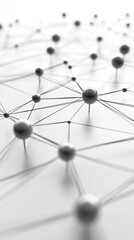 Abstract connection network with spheres and thin lines on white