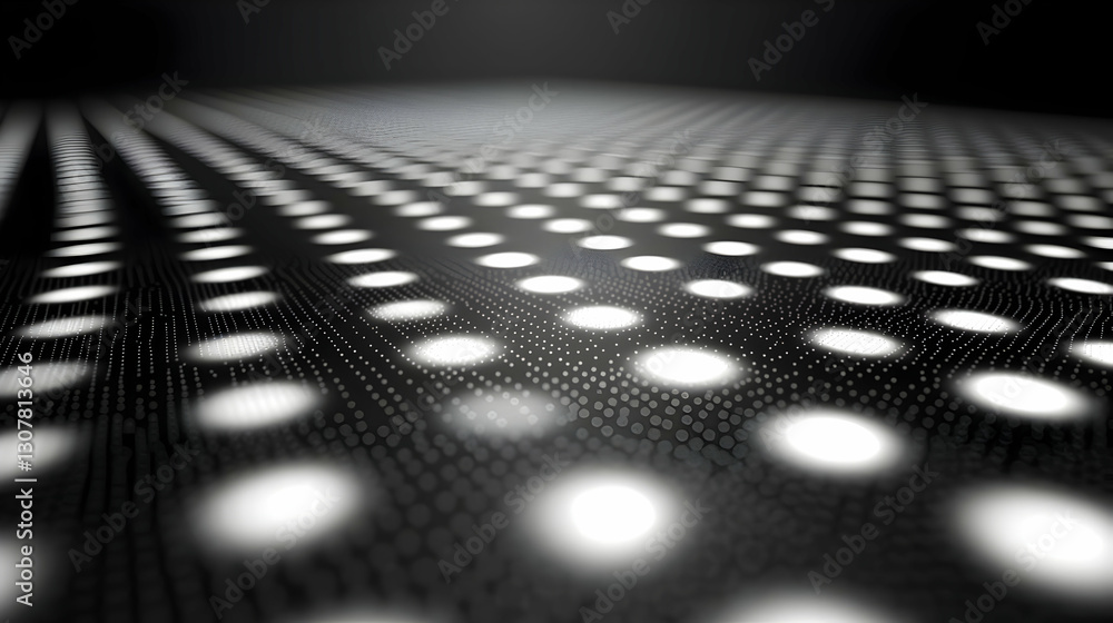 Poster abstract pattern of glowing white dots on dark background