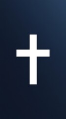 Obraz premium a simple navy blue and white cross symbol, elegantly positioned against a solid background. 