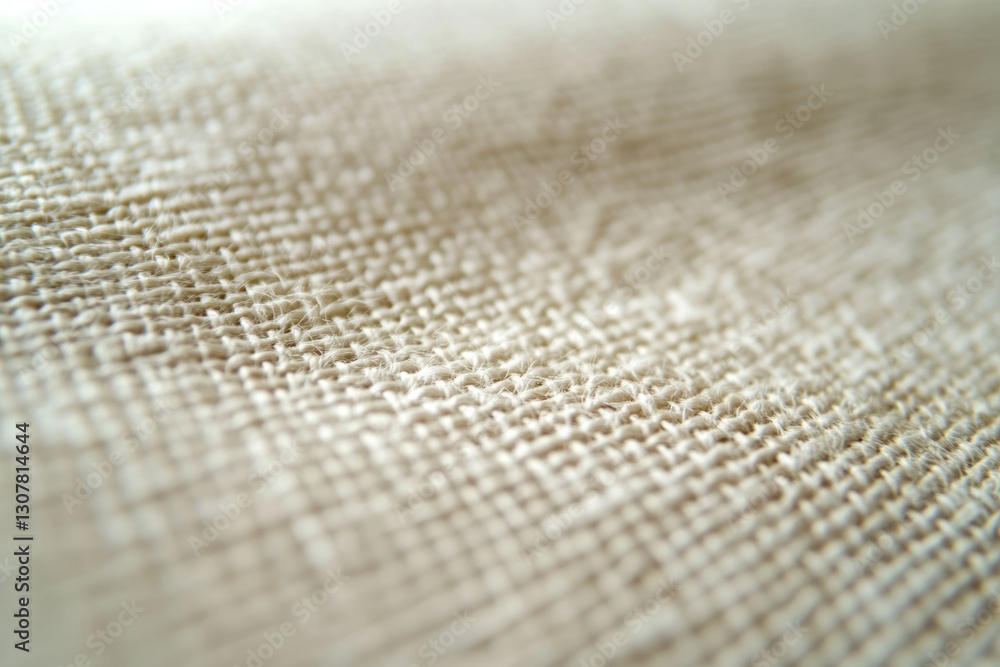 Poster close-up view of textured off-white linen fabric showing intricate weave.
