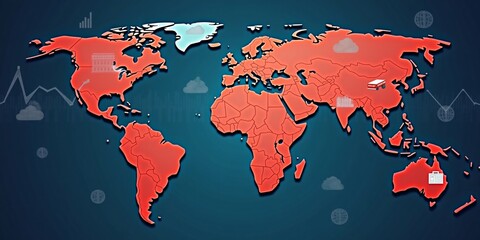 A dynamic illustration of a global stock market in turmoil representing various industries affected by recent U.S. tariffs on Canada, China, and Mexico, capturing the anxiety of a potential trade war