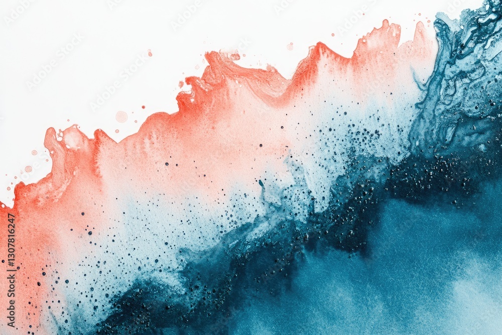 Aufkleber abstract art featuring a blend of coral and teal, creating a dynamic and fluid visual effect.