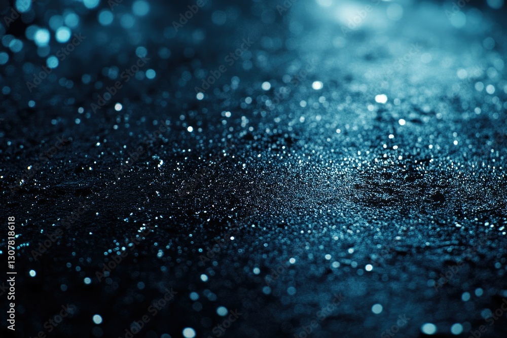 Poster dark teal surface with glittering bokeh, creating a luxurious and mysterious aesthetic.