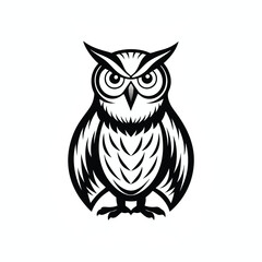owl line art on white background