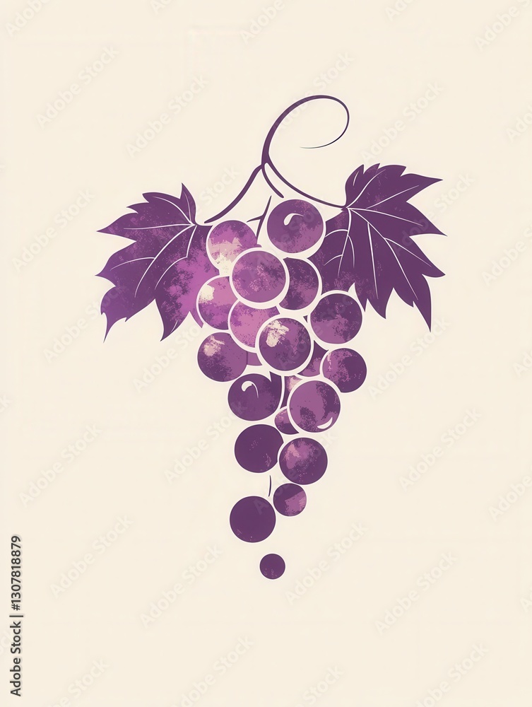 Fototapete modern abstract grape bunch logo featuring soft purple hues and artistic simplicity in design genera
