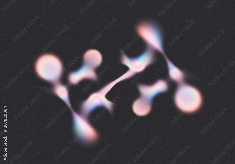 Poster iridescent abstract shapes on dark background
