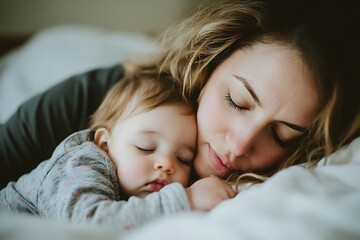 A mother and her child share a peaceful moment together