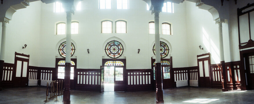Panoramic interior of the old train station, Orient Express, Istanbul, Turkey.