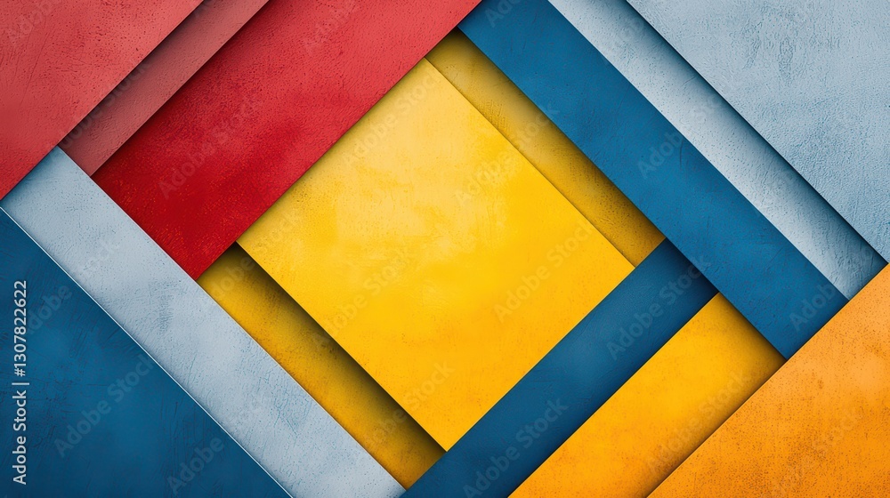 Poster abstract geometric textures with layered depth and vivid colors in modern design aesthetic