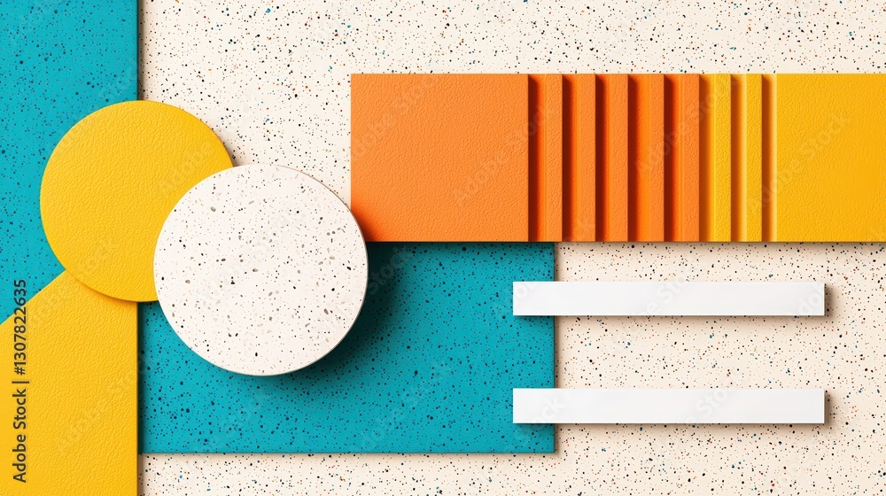 Poster abstract geometric texture with layered depth in vibrant colors and dynamic shapes