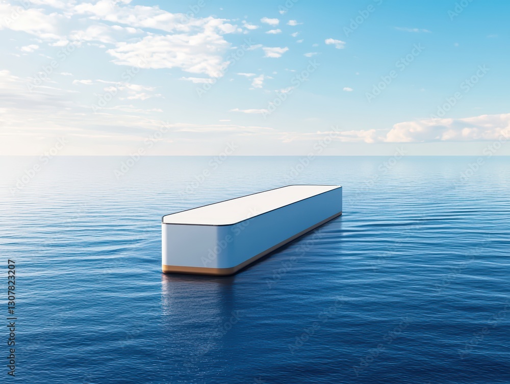 Poster advanced autonomous cargo ship navigating the open ocean with cutting-edge technology