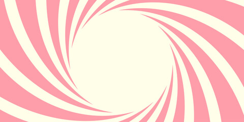 Pink and beige radial swirl background. Pattern with a dynamic optical illusion effect.