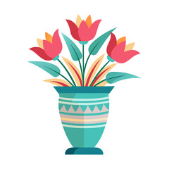 flower in a vase vector isolated on transparent background