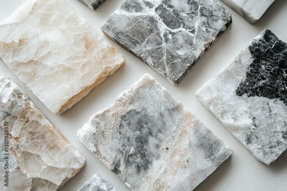Poster collection of various onyx slabs in different colors and patterns, showcasing their unique textures 