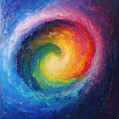 A Swirling Spiral of Color in Vibrant Oil Paint