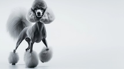Elegant Poodle Standing Proudly on Plain White Background