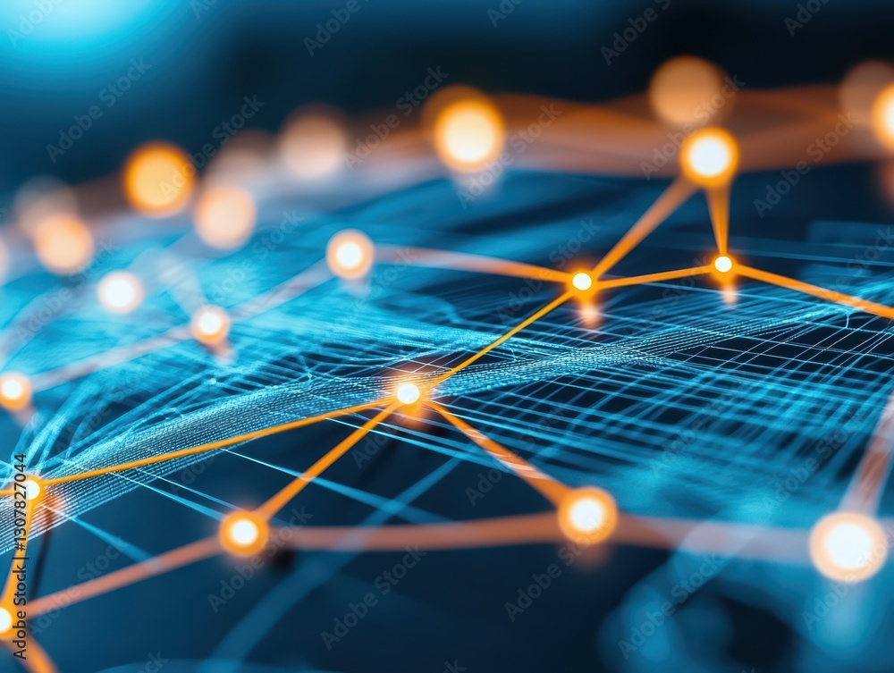 Poster digital global business network with connected circles and lines for modern communication