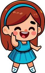 Ilustración animada, caricatura de Niña cantando feliz