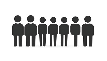 People lined up. Isolated, white background