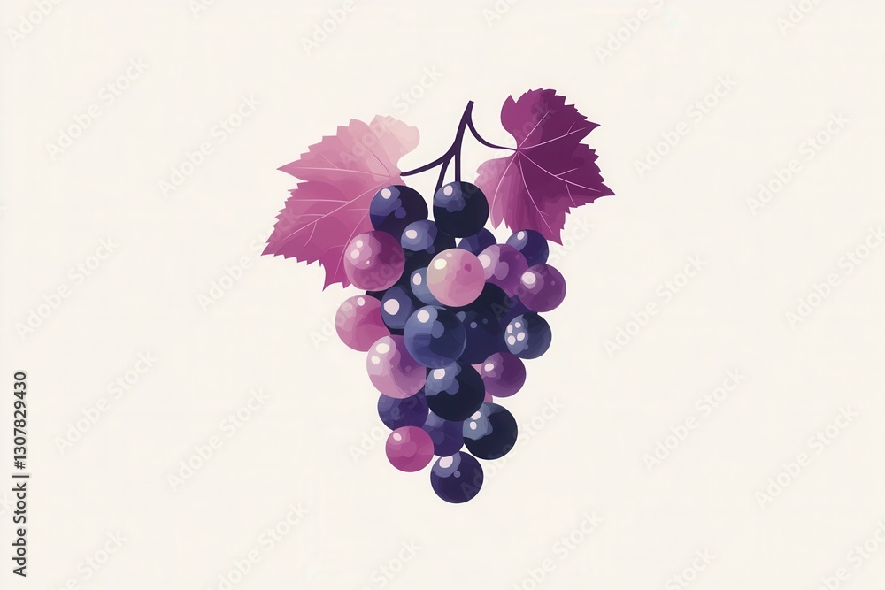 Poster modern abstract grape bunch logo in soft purple hues showcasing artistic simplicity and elegance for